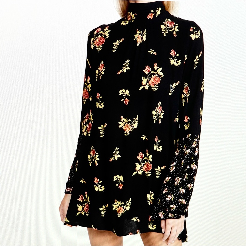 NWT Free People Tate Floral Print Mock Tunic